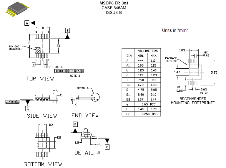 Mechanical Drawing - onsemi NCV81071 Gate Drivers